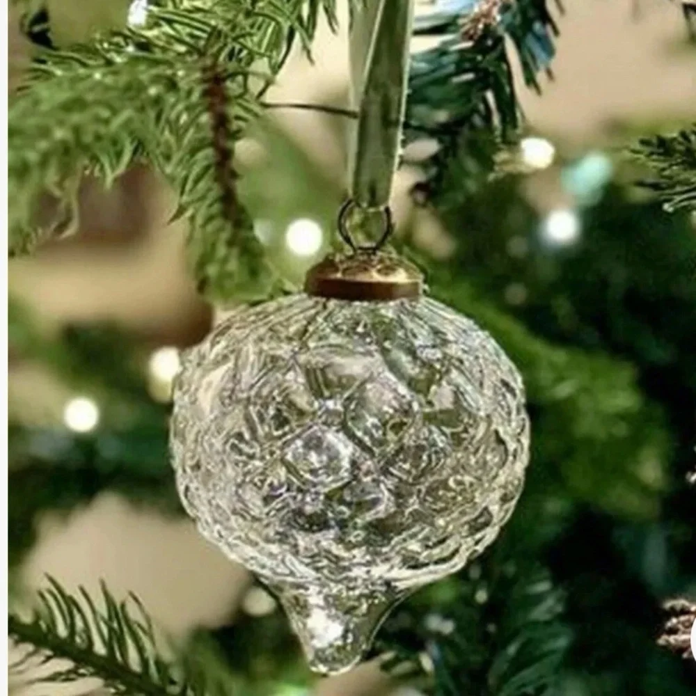 🆕- Hearth & Hand with Magnolia 3pc Ornate Glass Bulb Tree Ornaments. New in Box - Picture 2 of 5